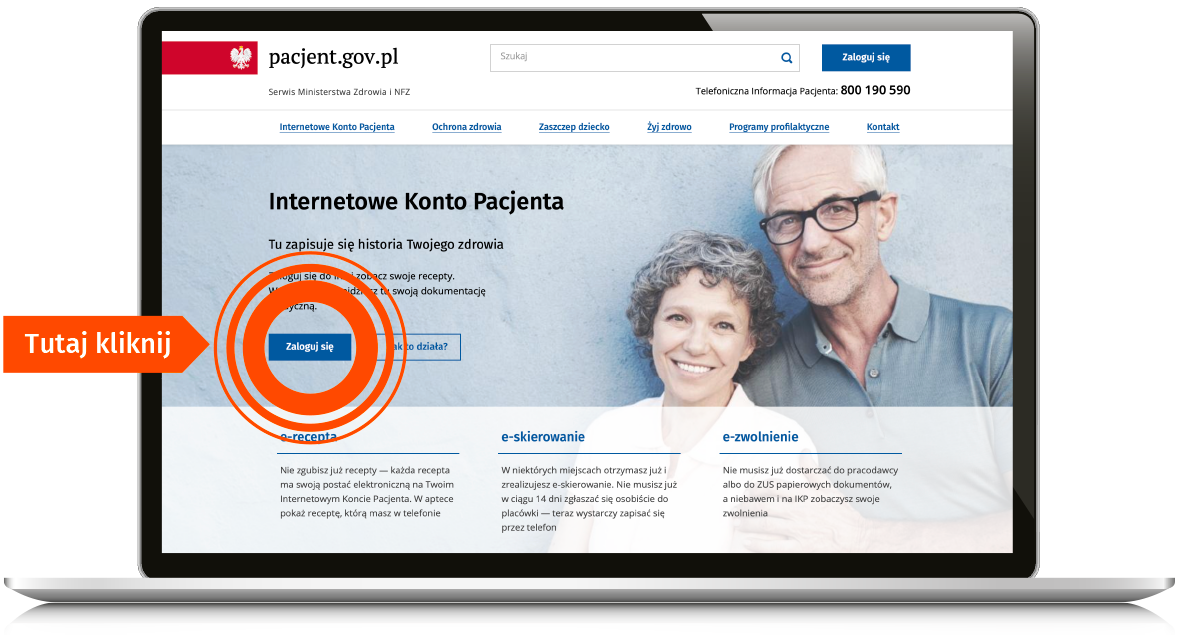 Kliknij "Zaloguj się" na stronie pacjent.gov.pl