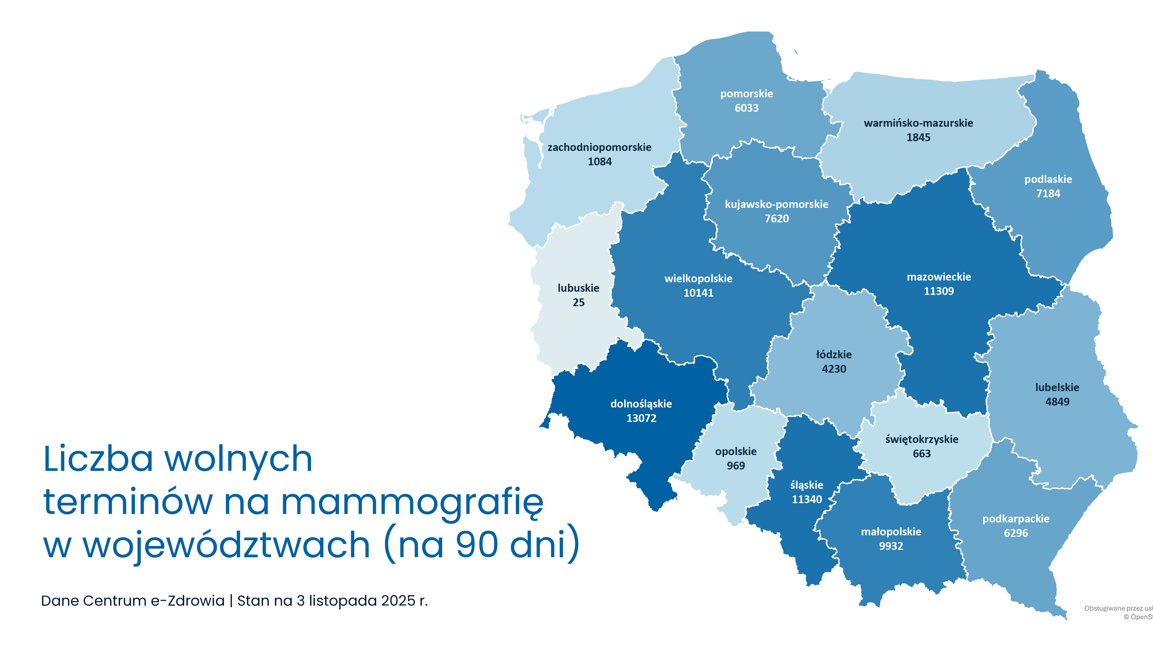 mapa wolnych terminów na mammografię