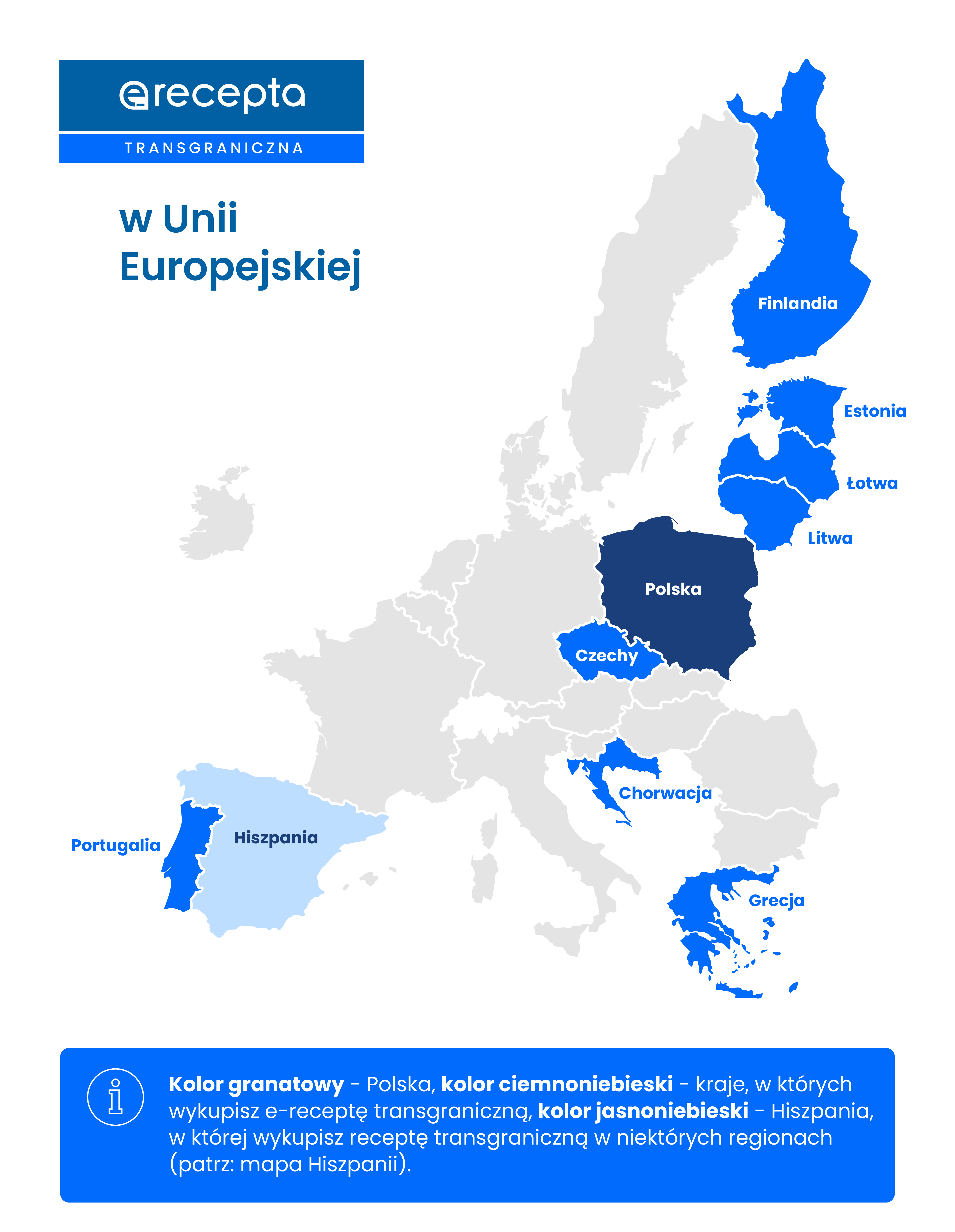 mapa Europy z receptami transgranicznymi