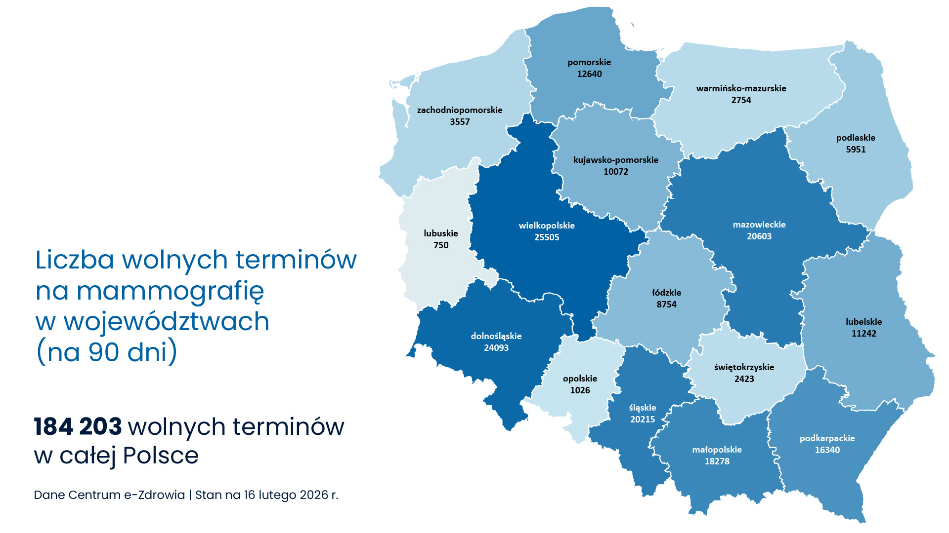 mapa wolnych terminów na mammografię