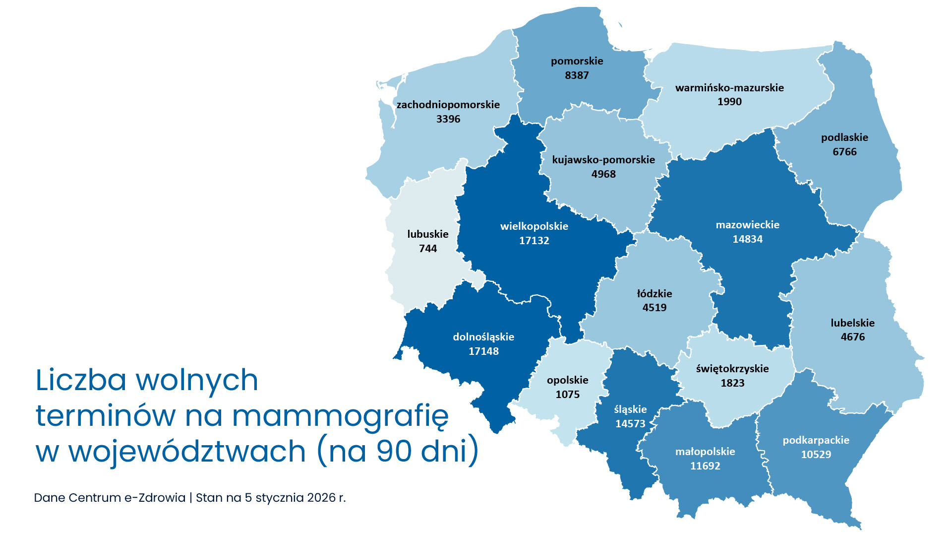mapa wolnych terminów na mammografię