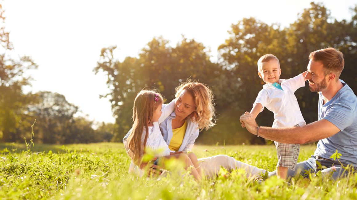 Rodzina na słonecznej łące