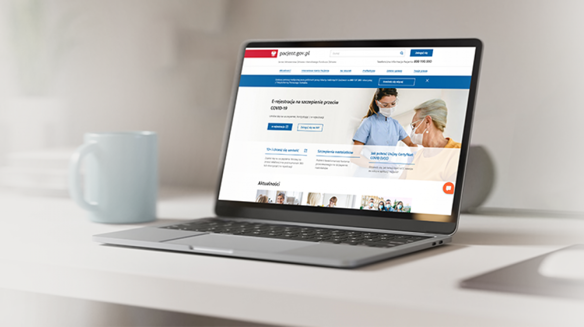 Laptop z otwartą stroną pacjent.gov.pl
