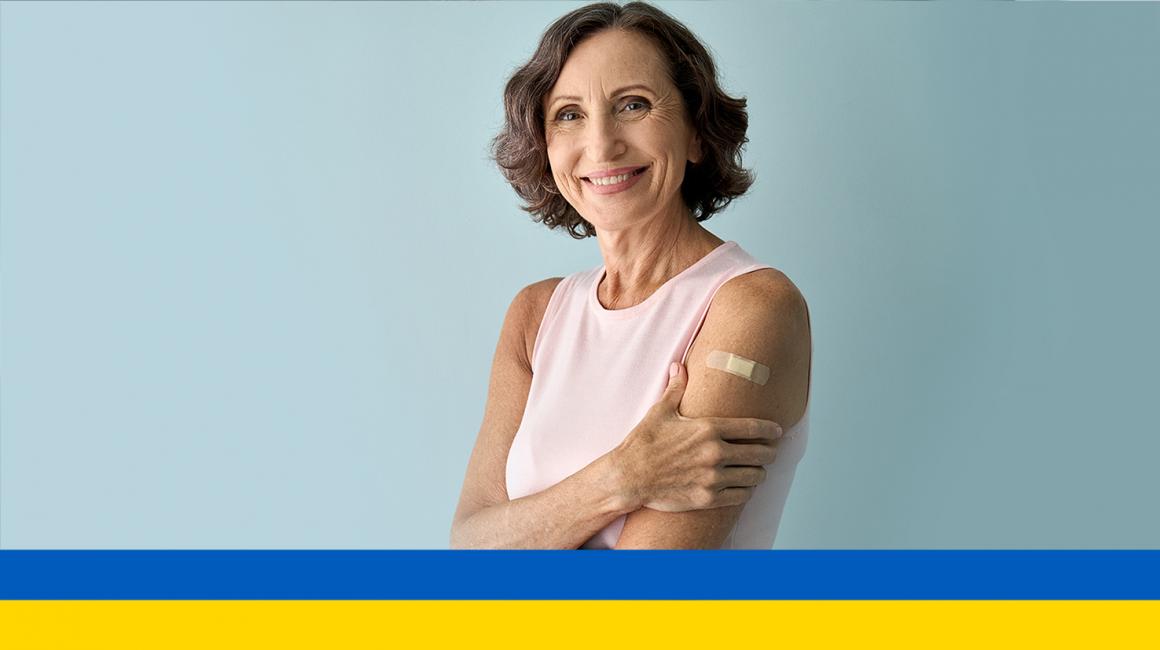 kobieta z plalstrem na ramieniu ukr