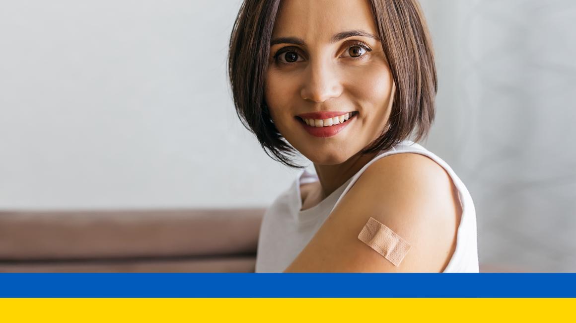 zaszczepiona kobieta ukr flaga
