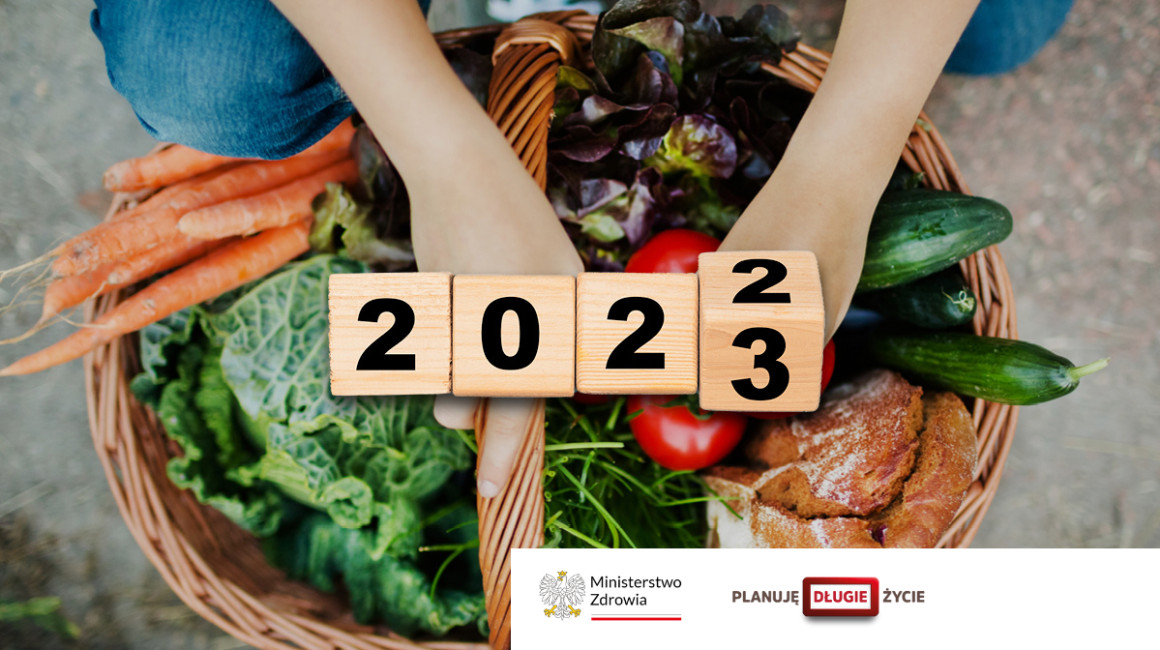 warzywa i dłonie napis 2023