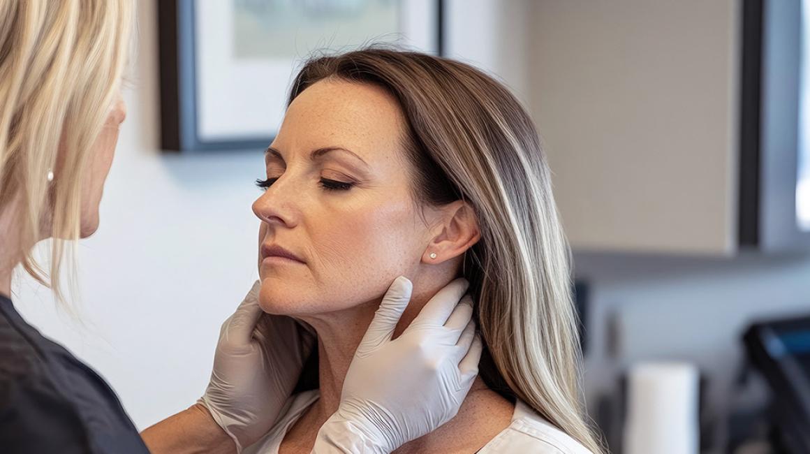 Lekarka bada szyję kobiety