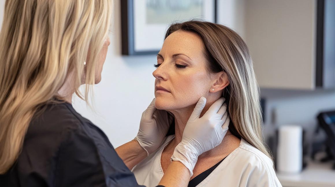 Lekarka bada szyję kobiety