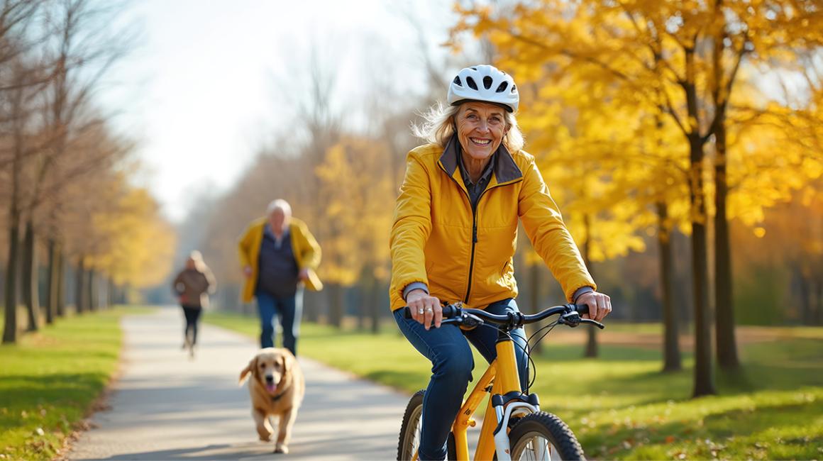 kobieta jedzie na rowerze