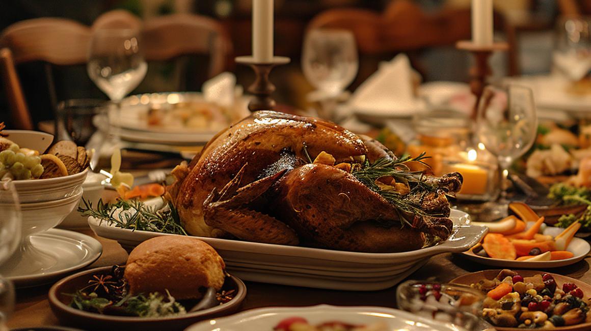 suto zastawiony świąteczny stół