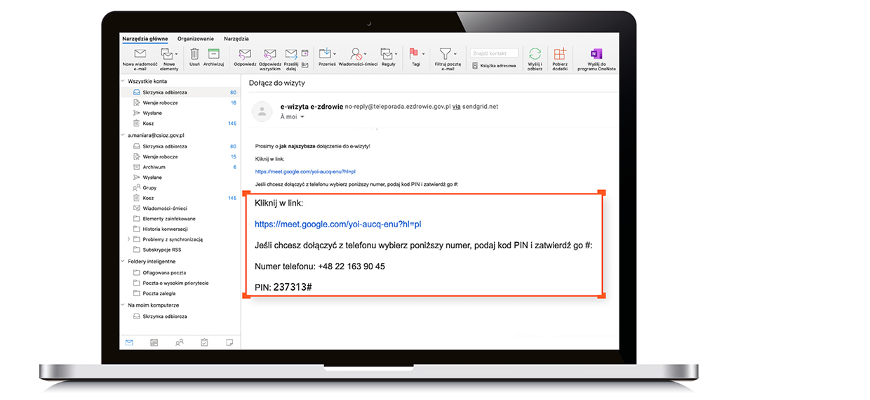 Sprawdź wiadomość e-mail z numerem telefonu i PINem