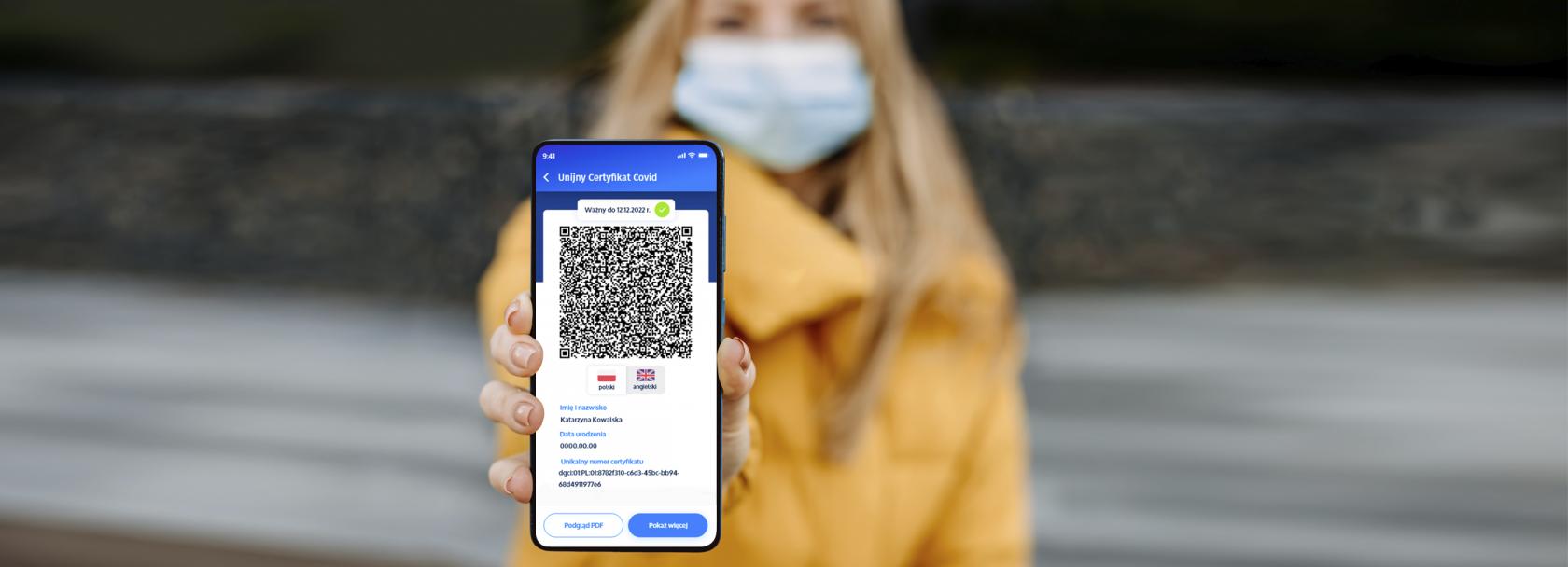 Kobieta w żółtej kurtce z kodem UCC