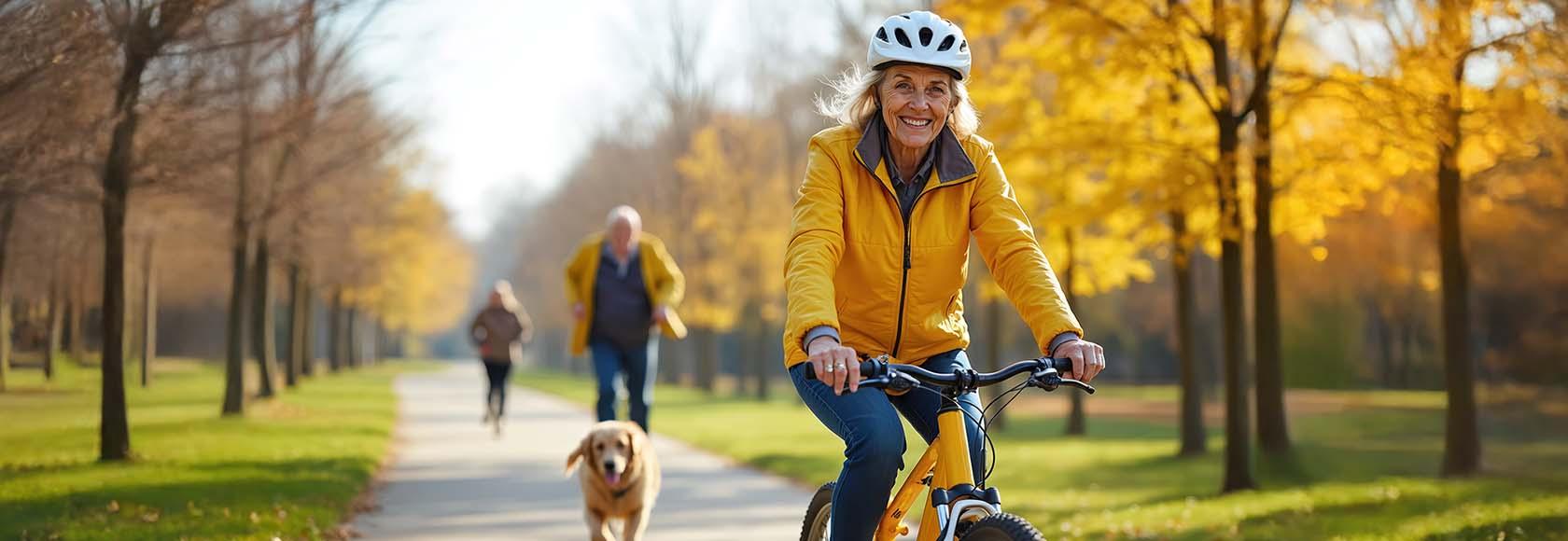 kobieta jedzie na rowerze