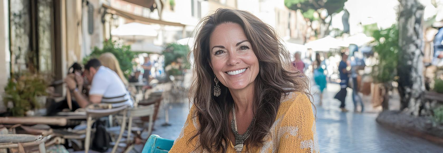 kobieta siedzi w kawiarni