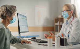 lekarka przed komputerem, pacjentka