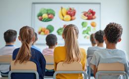 dzieci na lekcji o zdrowym odżywianiu