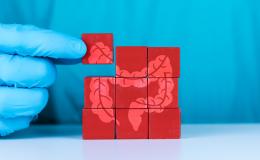 dłoń z układanką z rysunkiem jelit