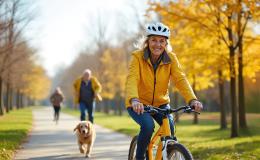 kobieta jedzie na rowerze