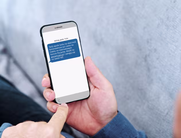 Sms z wynikiem testu