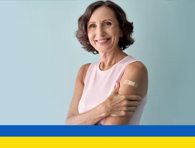 kobieta z plalstrem na ramieniu ukr