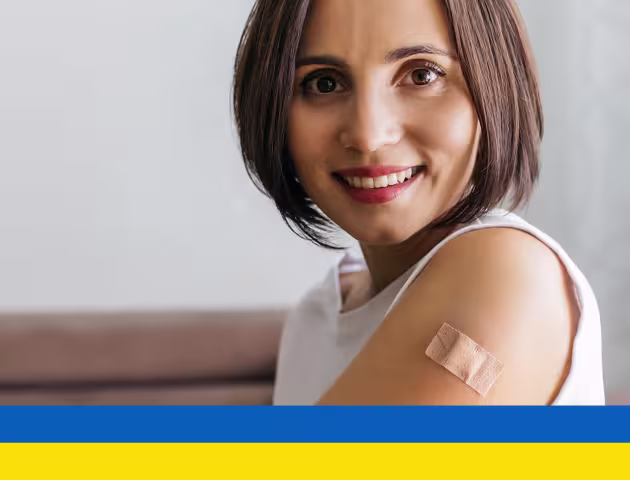 zaszczepiona kobieta ukr flaga