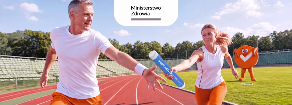 Mężczyzna przekazuje pałeczkę sztafety kobiecie