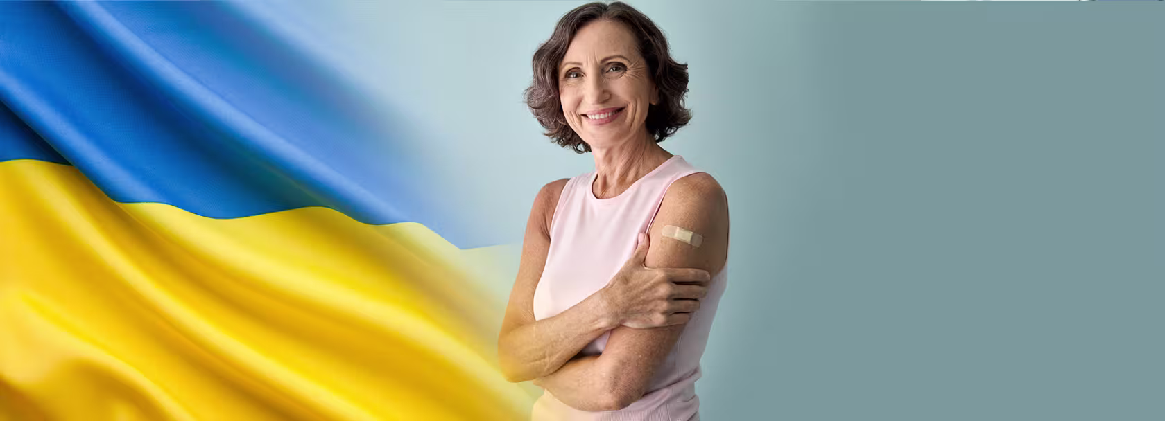 kobieta z plalstrem na ramieniu ukr